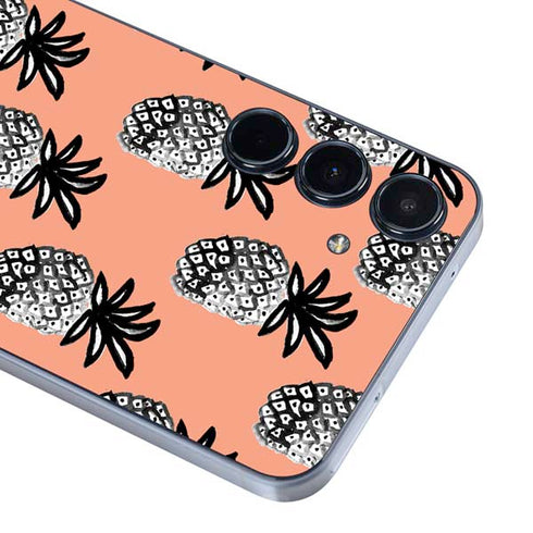Bouffants and Broken Hearts Gray Scale Pineapple Galaxy A35 5G Skin